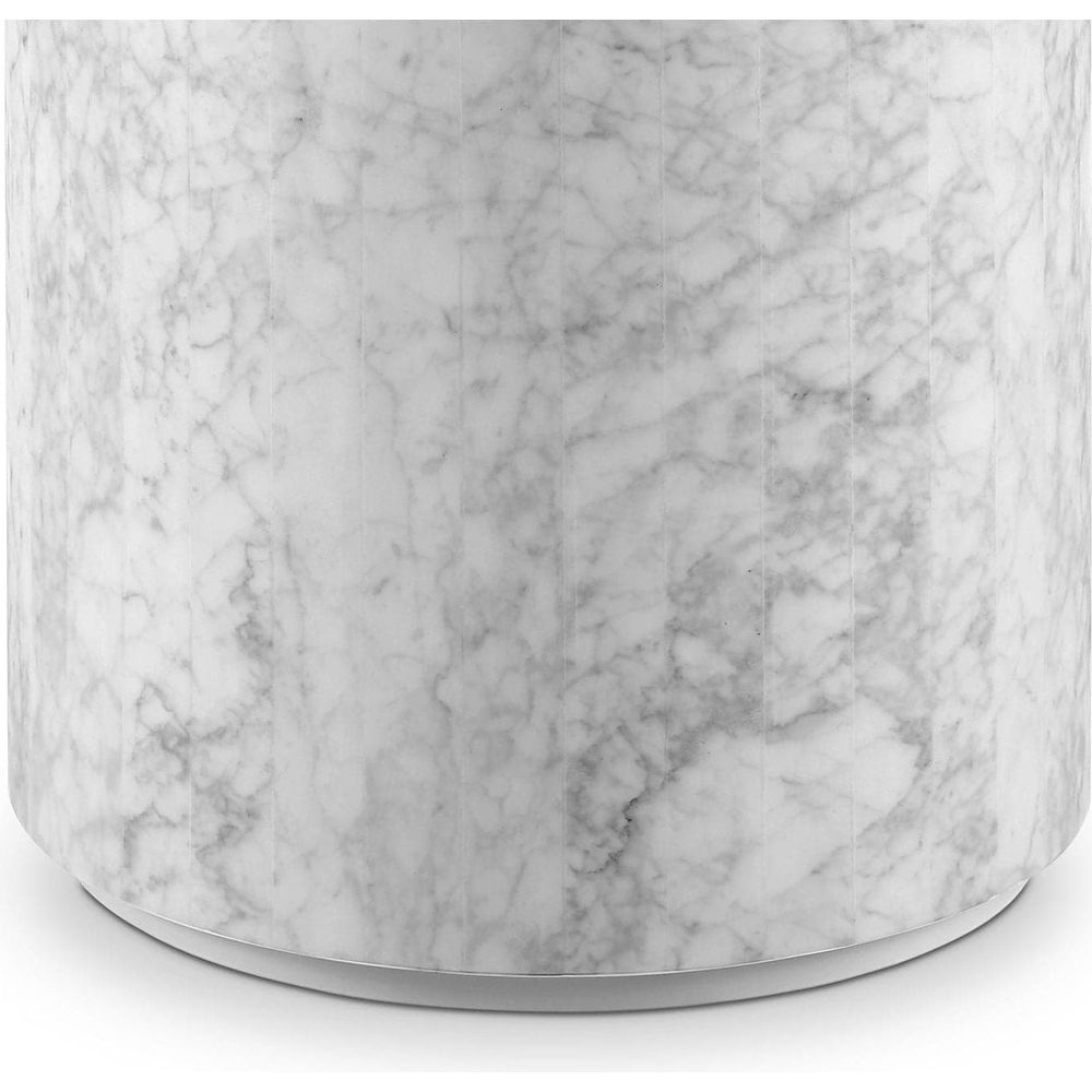 Carrara Marble Drum Side Table - Classico-France & Son-FVT044MWHT-Side Tables-4-France and Son