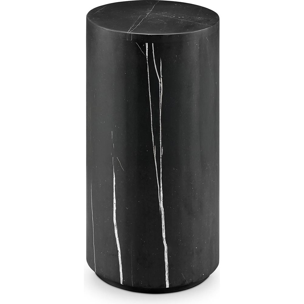 Monolith Marble Drum Pedestal Side Table - 28" Tall