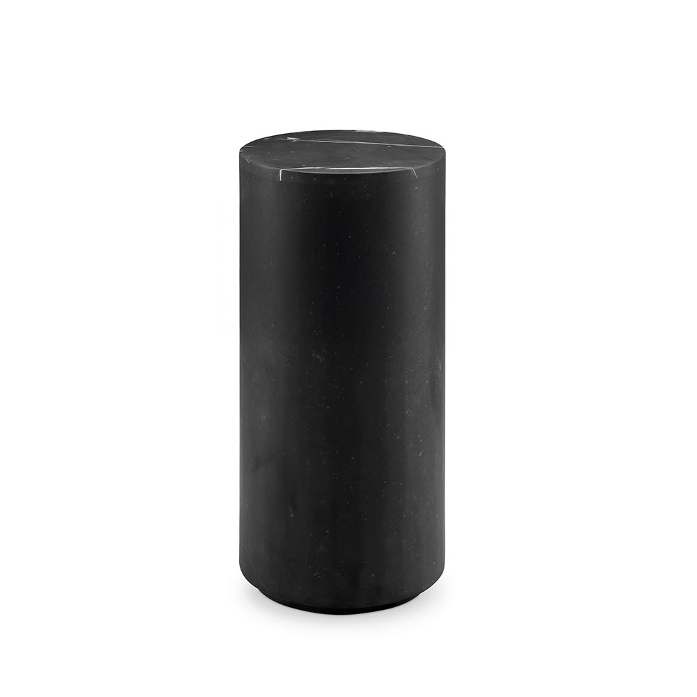 Monolith Marble Drum Pedestal Side Table - 28" Tall