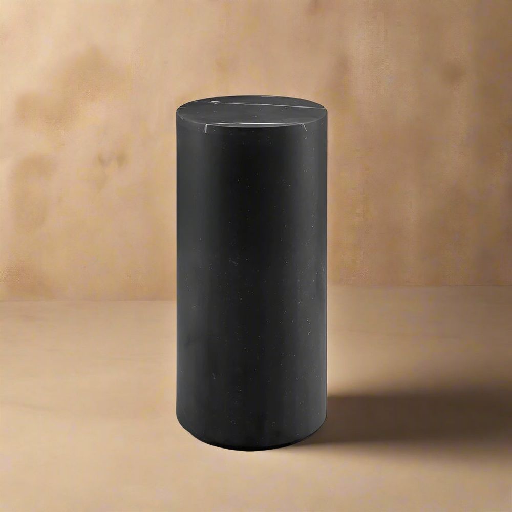 Monolith Marble Drum Pedestal Side Table - 28" Tall