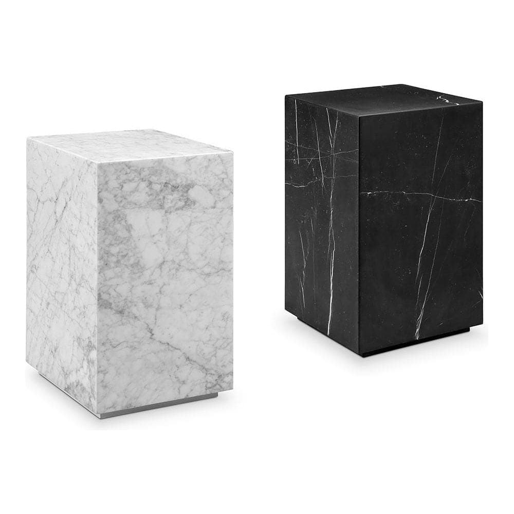 Carrara Marble Pedestal Side Table - Square-France & Son-FVT051MWHT-Side Tables-2-France and Son