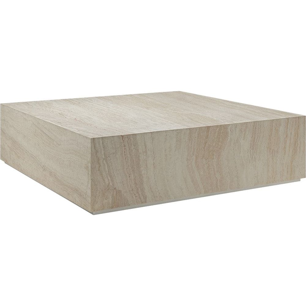 Marble Monolith Square Coffee Table-France & Son-FVT059TVTW-Coffee TablesTravertine-7-France and Son