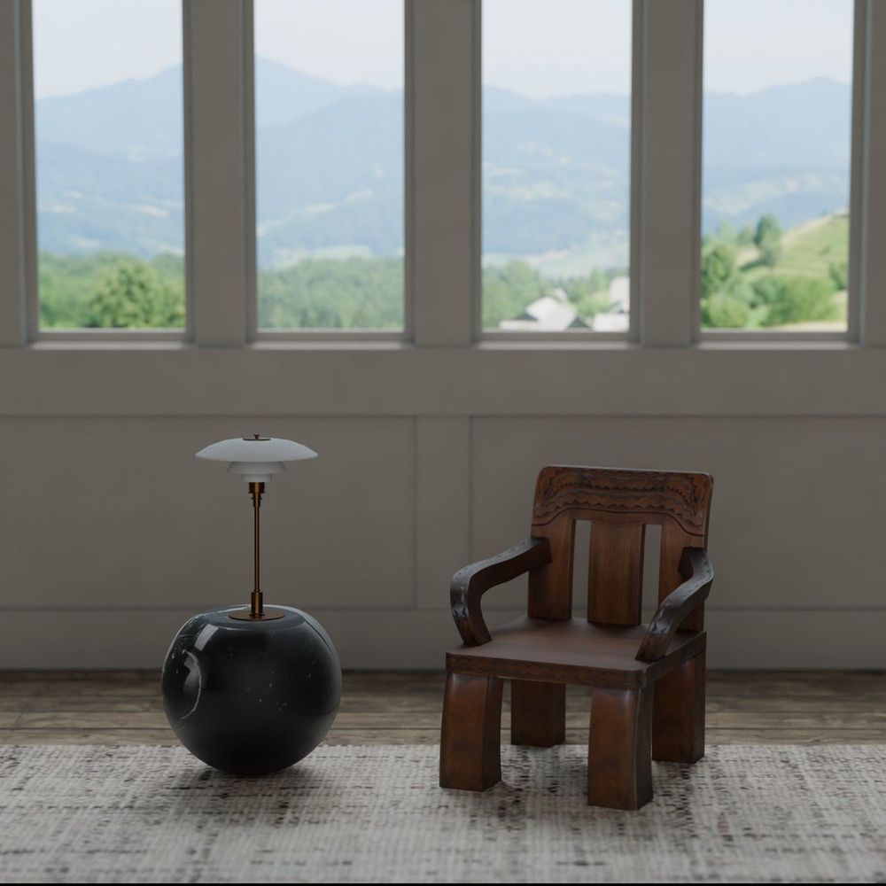 Solid Marble Sphere Italian Nero Marquina Side Table