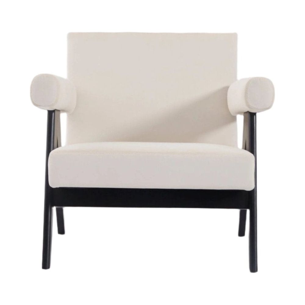 Jeanneret Upholstered Lounge Chair - Black / Beige