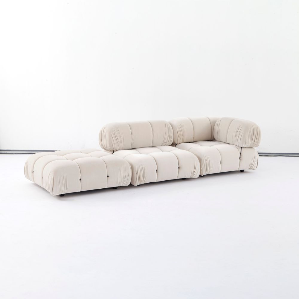 Grappolo Modular Sectional Sofa Set - Ivory Velvet