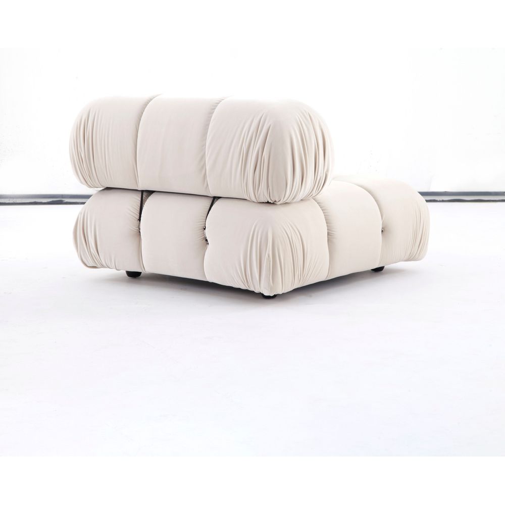Grappolo Modular Sectional Sofa Set - Ivory Velvet