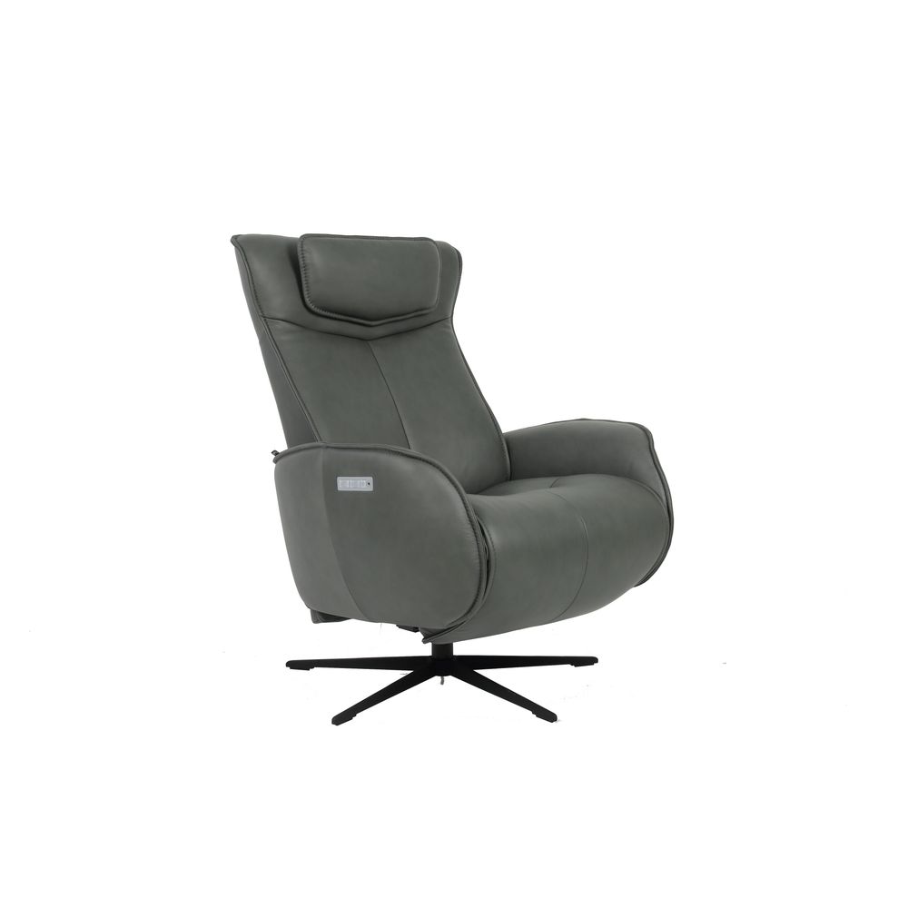 Lounge Chairs: Recliners Axel Power Large Dual Motor Concealed Footrest Relaxer - Soft Line Grey Leather