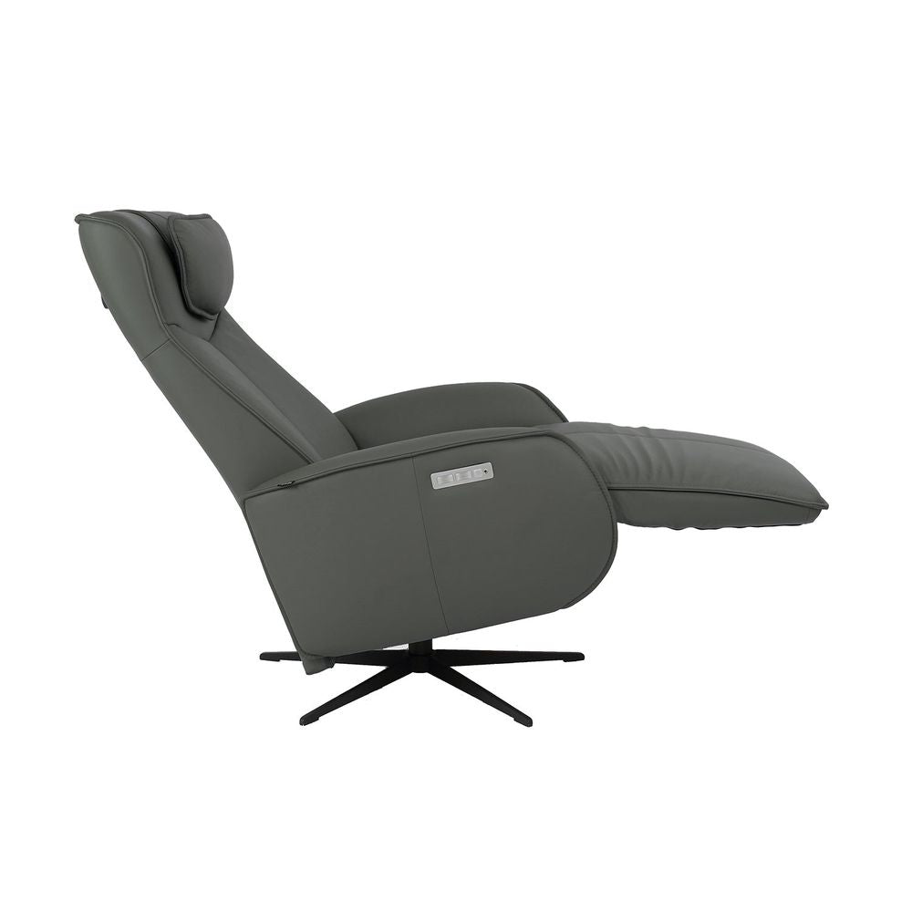 Lounge Chairs: Recliners Axel Power Large Dual Motor Concealed Footrest Relaxer - Soft Line Grey Leather