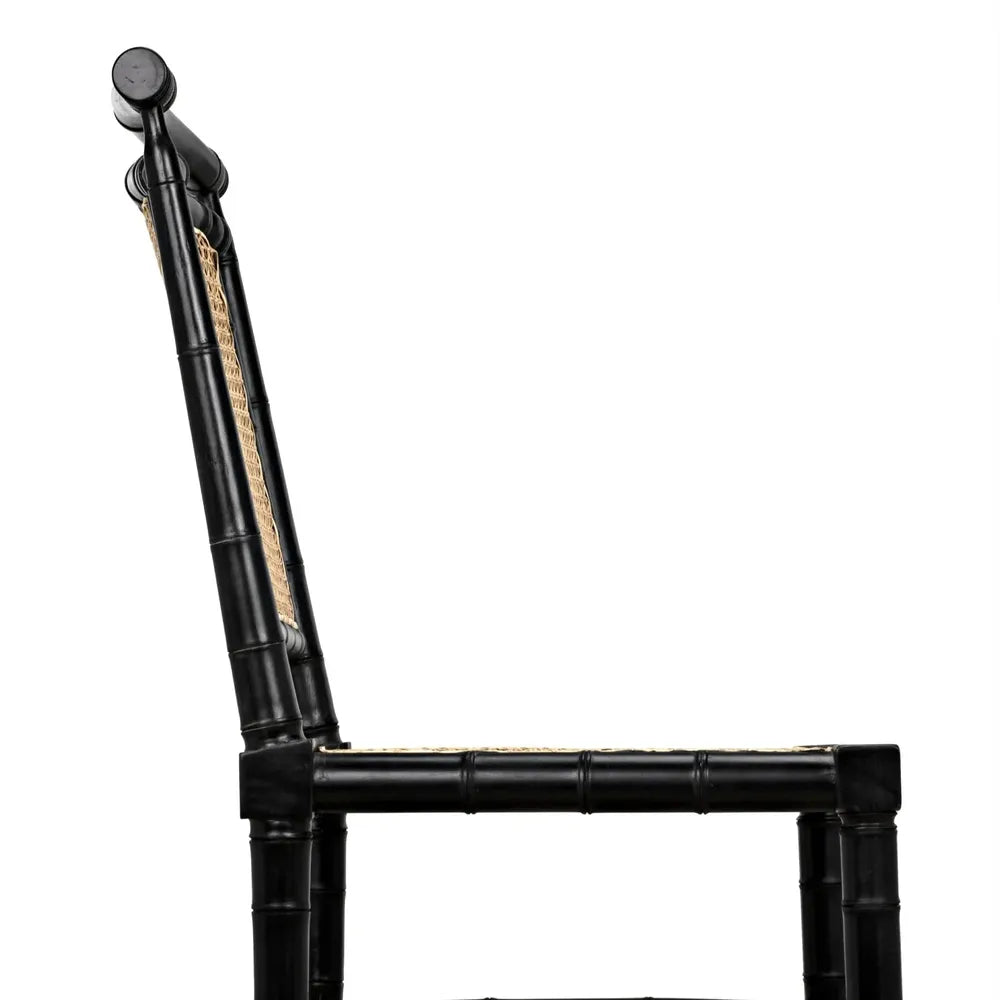 Dining Chairs Colonial Bamboo Side Chair, Hand Rubbed Black
