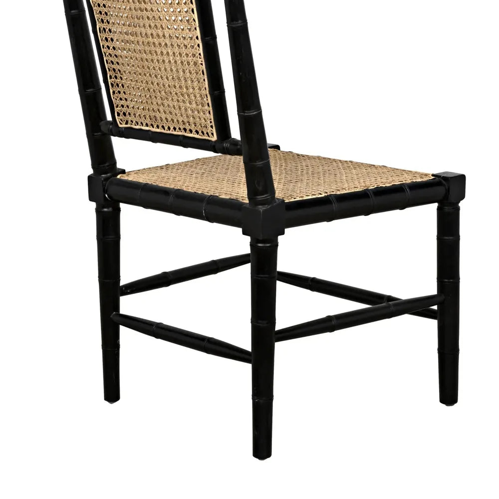 Dining Chairs Colonial Bamboo Side Chair, Hand Rubbed Black