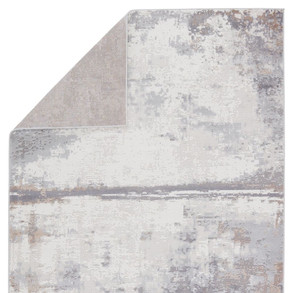 Merine Marcellian Abstract Gray/ Ivory Runner Rug (3'X12')