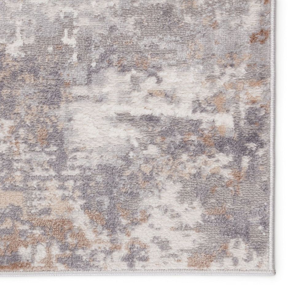 Merine Marcellian Abstract Gray/ Ivory Runner Rug (3'X12')