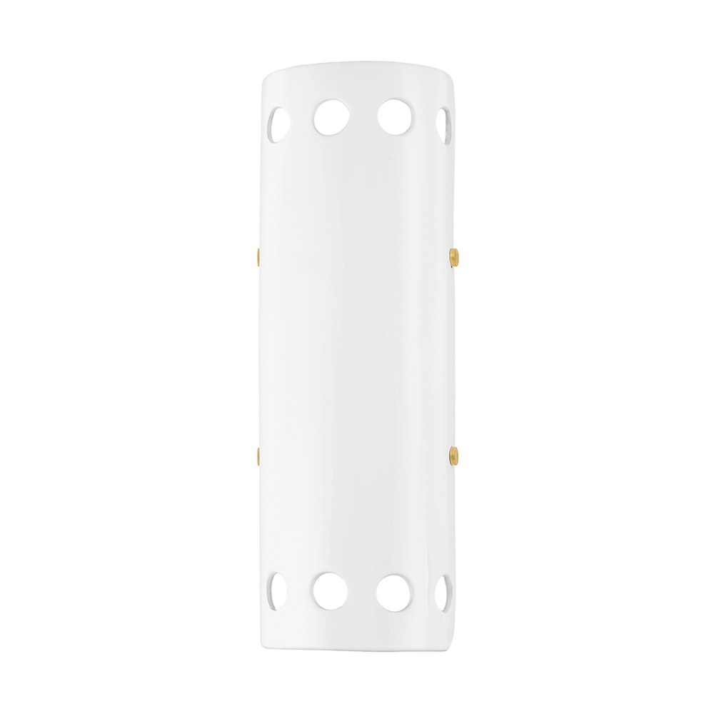 Jean Wall Sconce-Aged Brass/Ceramic Gloss White