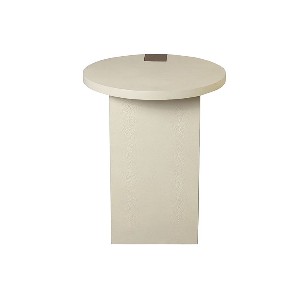 Side Tables Harrington - Round Side Table In Antque Brass And Cream Shagreen