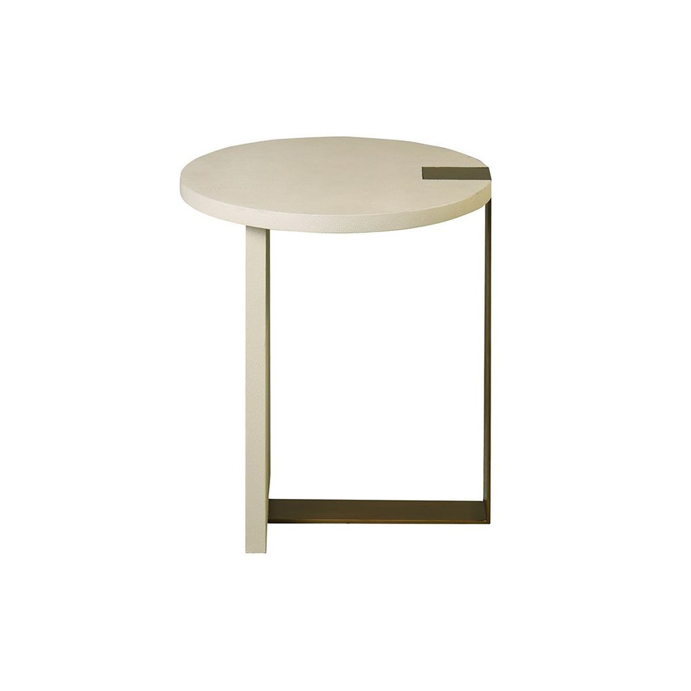 Side Tables Harrington - Round Side Table In Antque Brass And Cream Shagreen