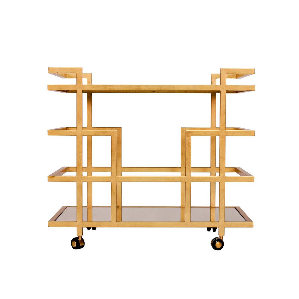Bar Storage: Carts Ireland - Gold Leaf Bar Cart With Mirror Top