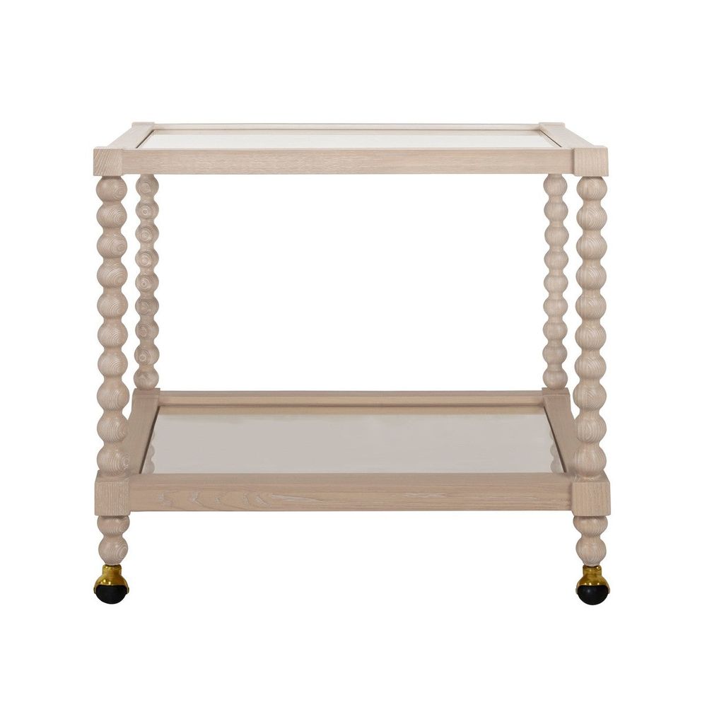 Bar Storage: Carts Isadore Bobbin Style Bar Cart In Light Cerused Oak
