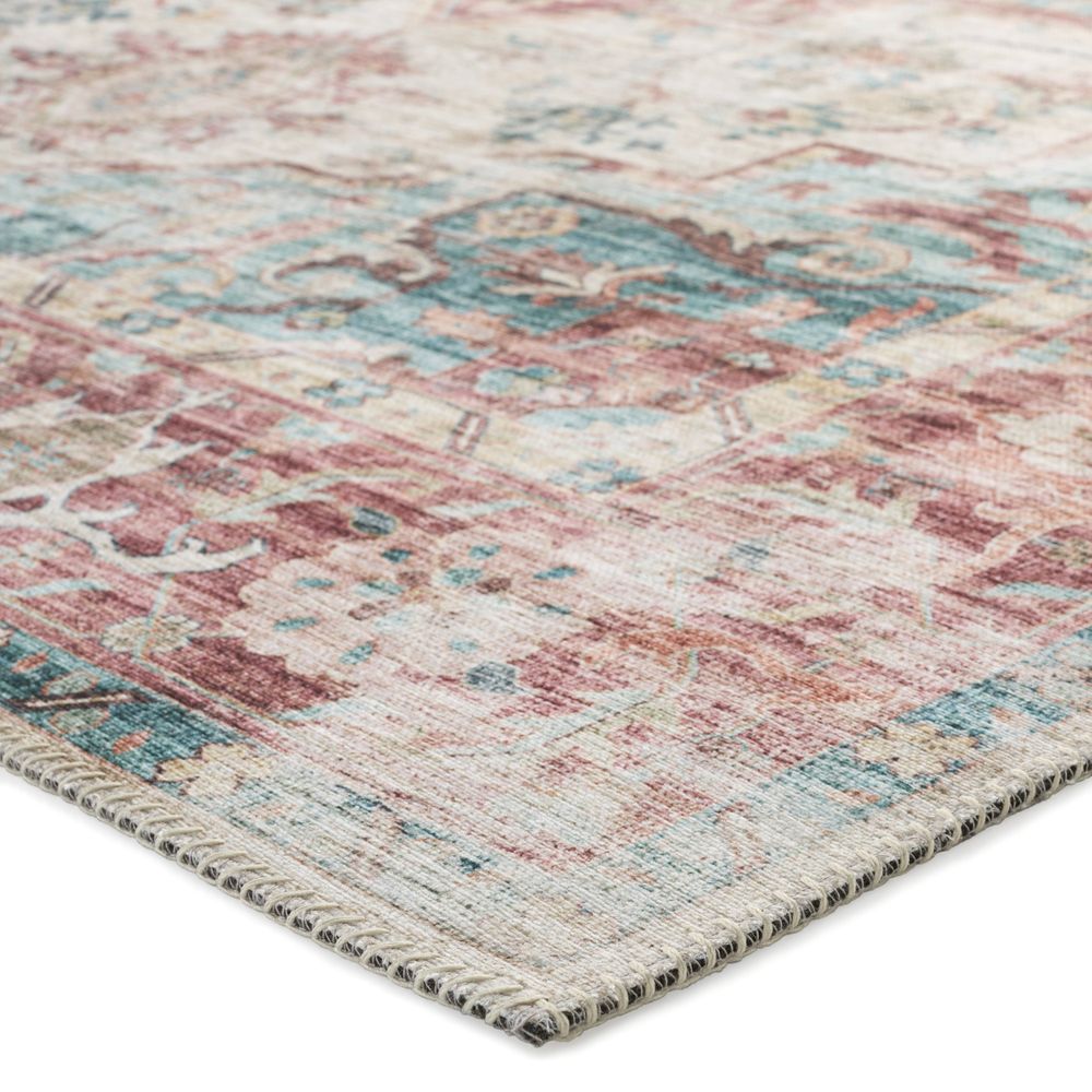 Merine Renvir Medallion Dark Red/ Teal Runner Rug (2'6"X8')