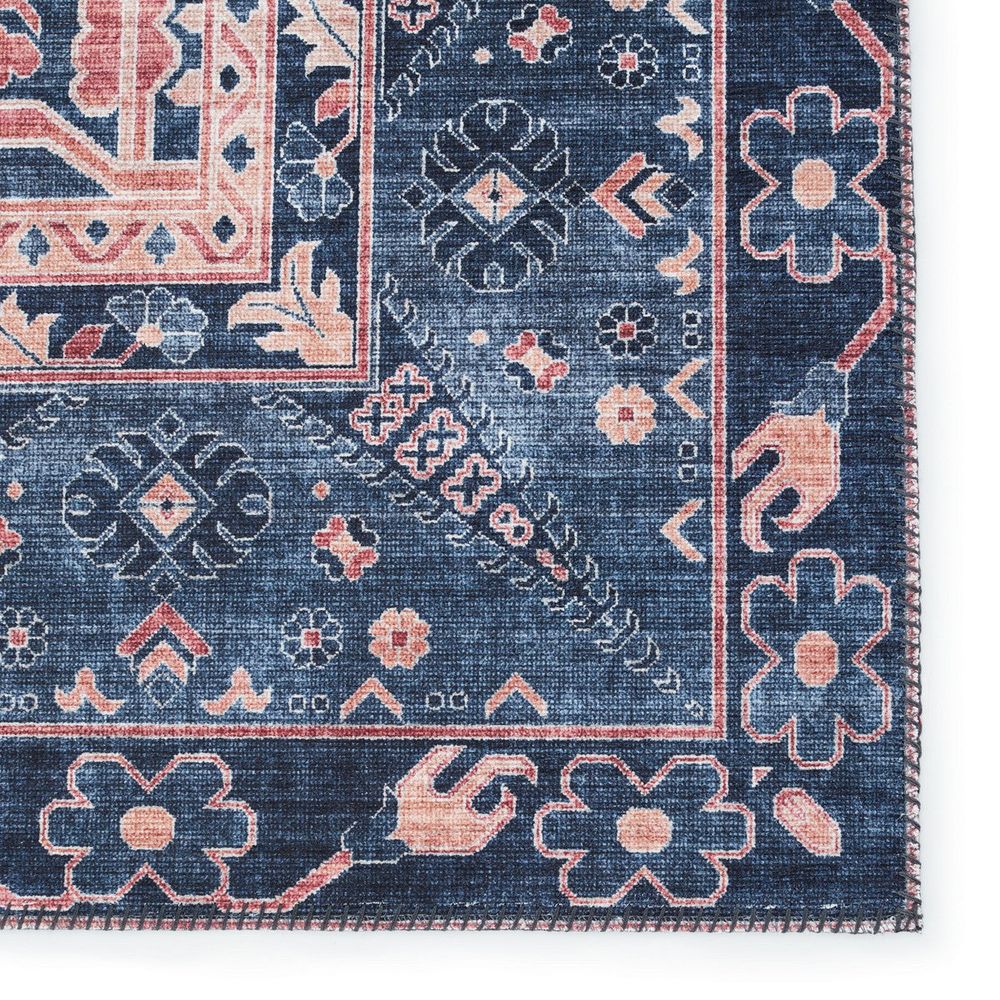 Cypress Issa Medallion Dark Blue/ Pink Runner Rug (2'6"X8')