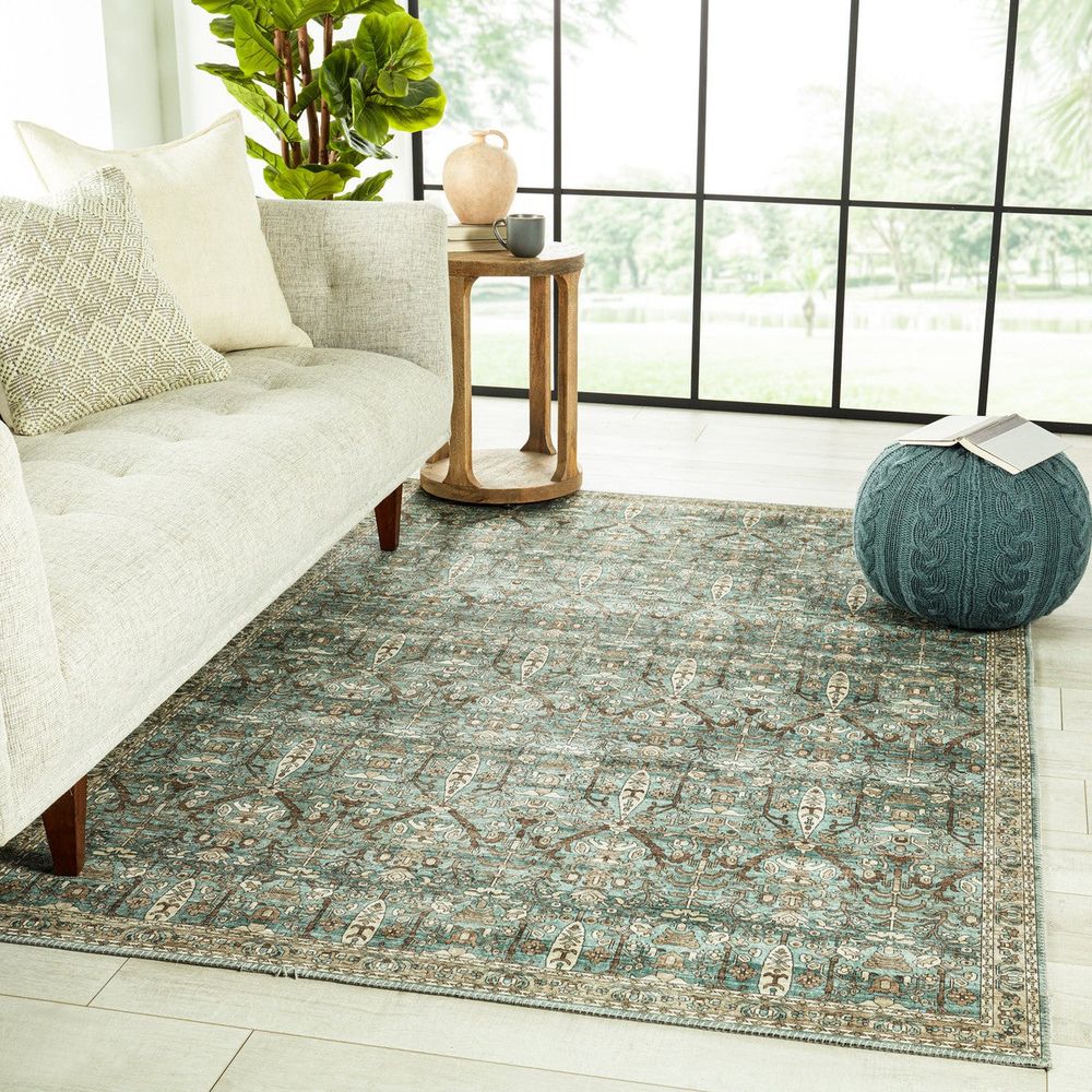 Cypress Razi Trellis Green/ Tan Runner Rug (2'6"X8')