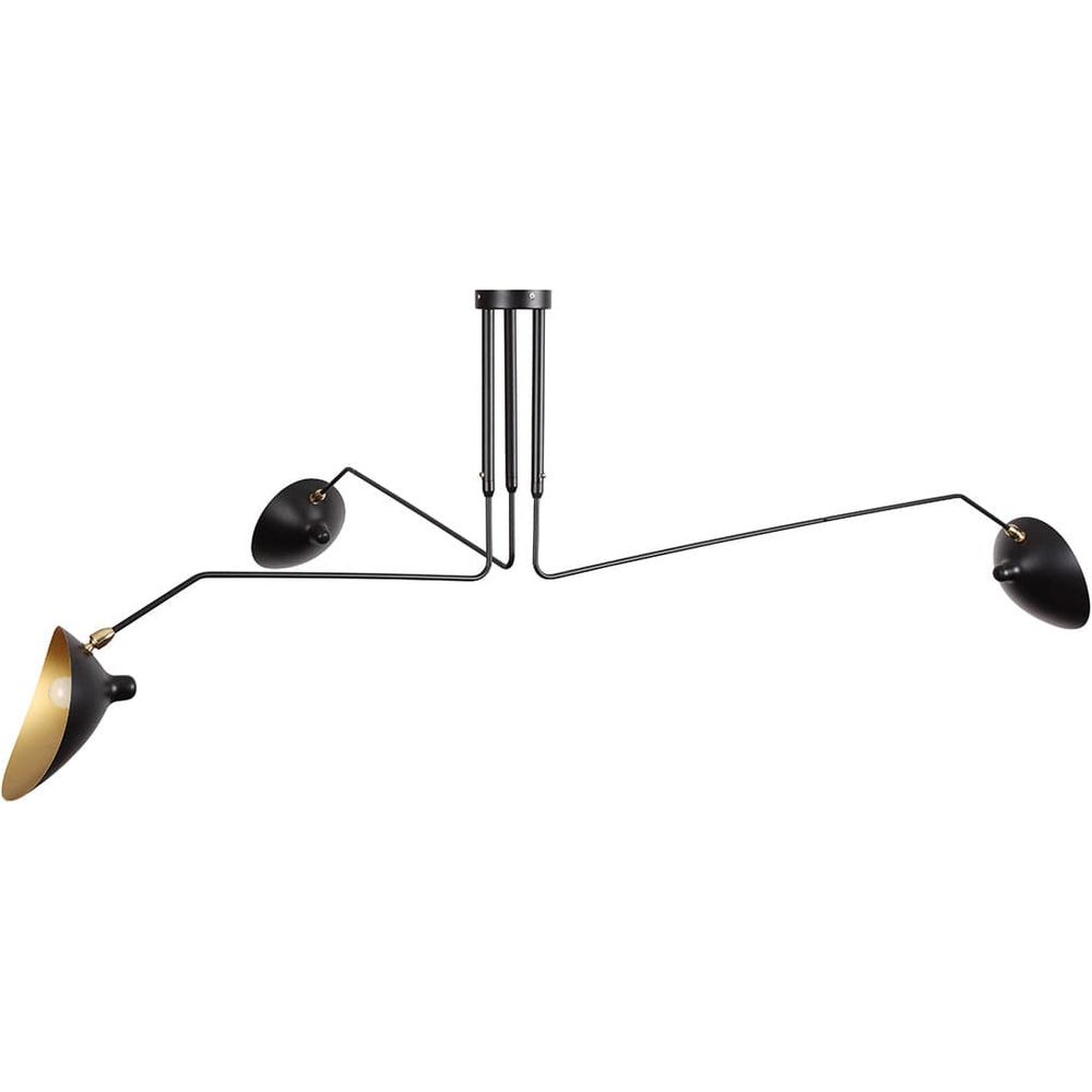 Mid Century Three-Arm MCL-R3 Ceiling Lamp-France & Son-LBC016BLKGLD-ChandeliersBlack / Gold-4-France and Son