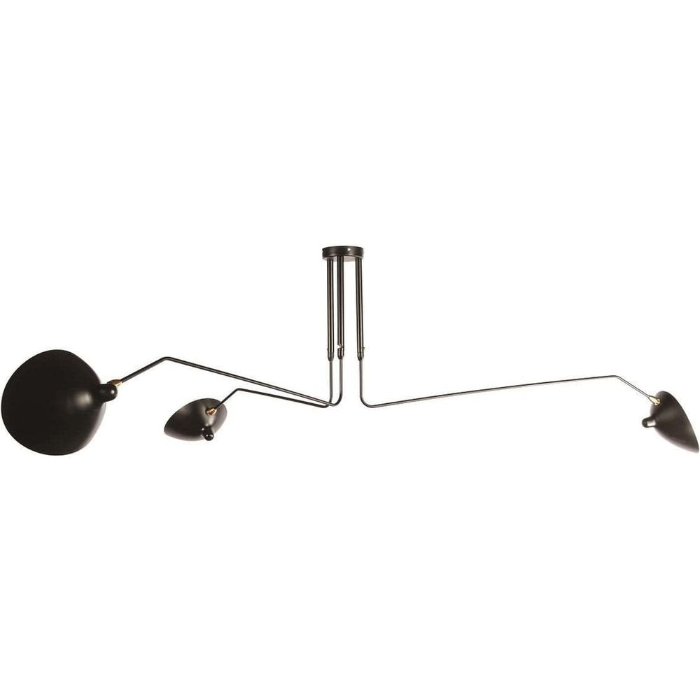 Mid Century Three-Arm MCL-R3 Ceiling Lamp-France & Son-LBC016BLK-ChandeliersBlack-3-France and Son