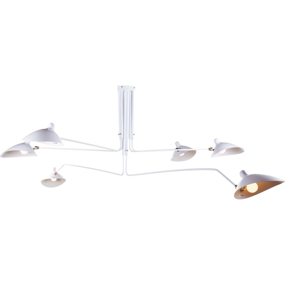 Mouille Six Arm Ceiling Lamp-France & Son-LBC017WHT-ChandeliersWhite-5-France and Son