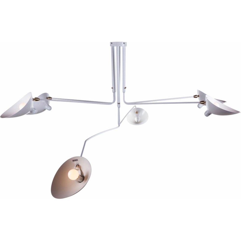 Mouille Six Arm Ceiling Lamp-France & Son-LBC017BLK-ChandeliersBlack-6-France and Son