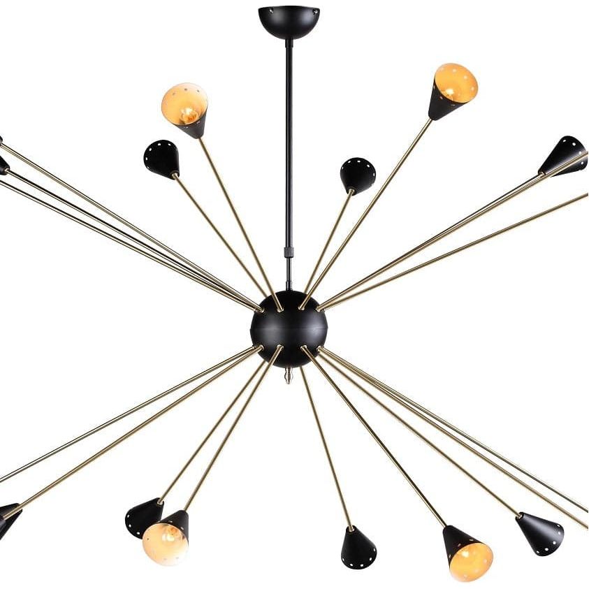 Mid Century Sputnik Chandelier-France & Son-LBC076BLK-Chandeliers-4-France and Son