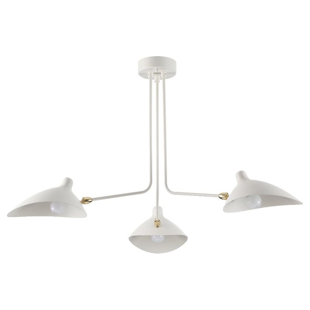 Three-Arm MCL-R3 Ceiling Lamp - Classic-France & Son-LBC092WHT3-ChandeliersWhite-4-France and Son