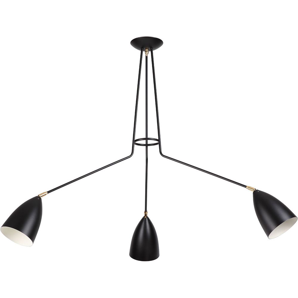 Greta Three Arm Chandelier-France & Son-LBC111BLK-Chandeliers-1-France and Son