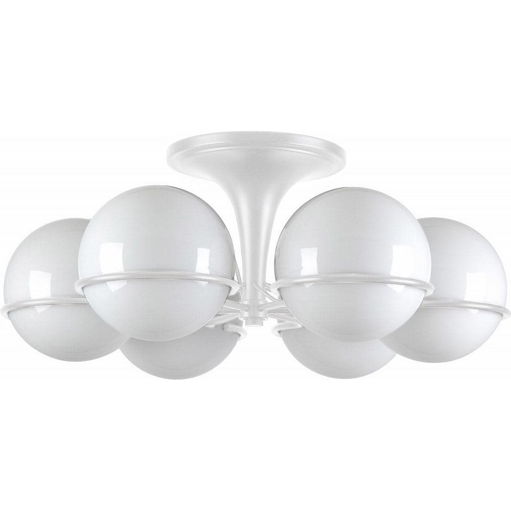 Sarfatti Atomic Globe Flush Mount Ceiling Lamp-France & Son-LBC1166WHT-Flush MountsWhite-1-France and Son