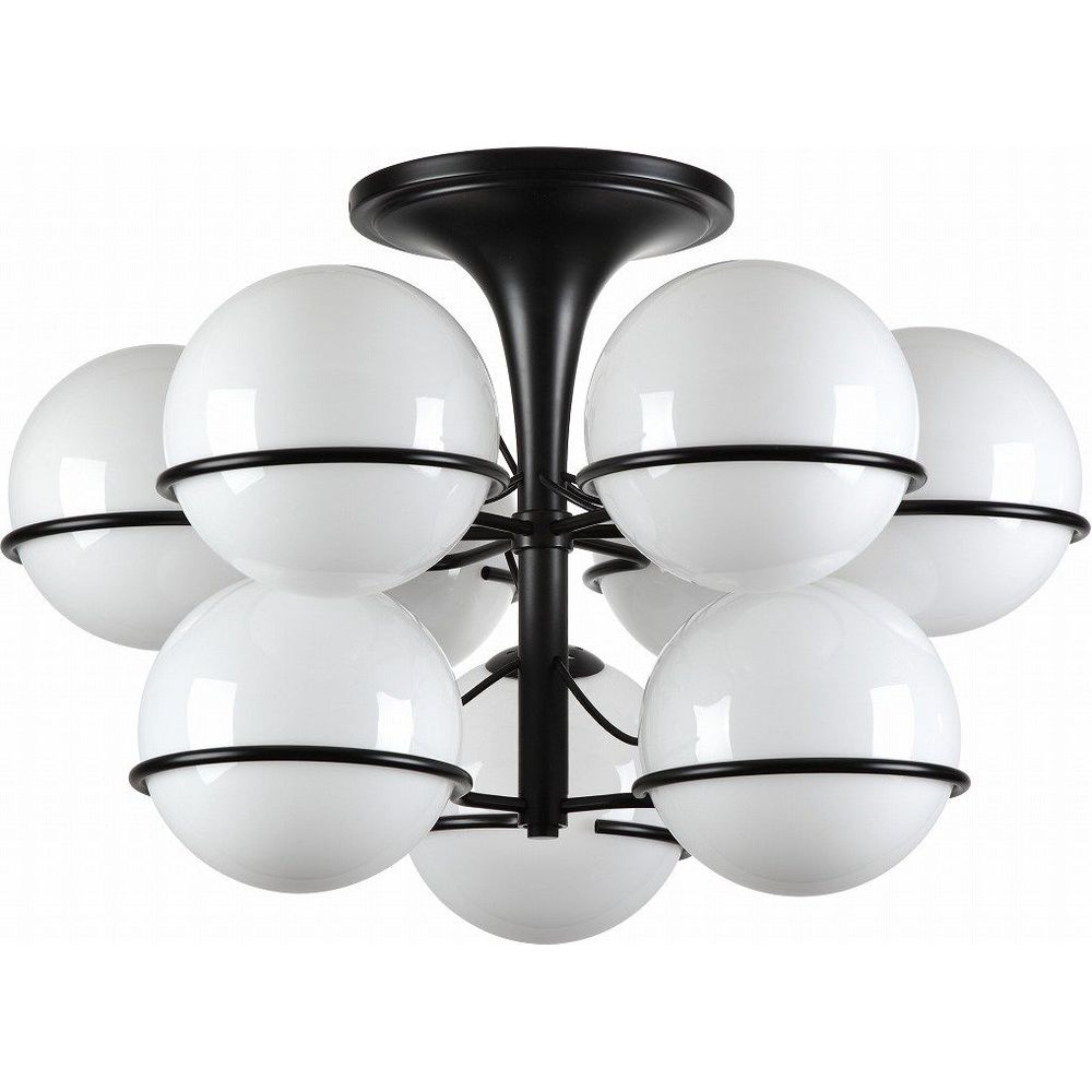 Sarfatti Globe Two Tiered Flush Mount Ceiling Lamp-France & Son-LBC1169BLK-Flush MountsBlack-1-France and Son