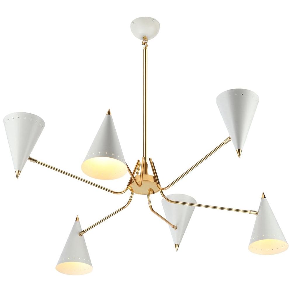 Mid Century Stilnovo Cono Chandelier-France & Son-LBC1246WHT-ChandeliersWhite-5-France and Son