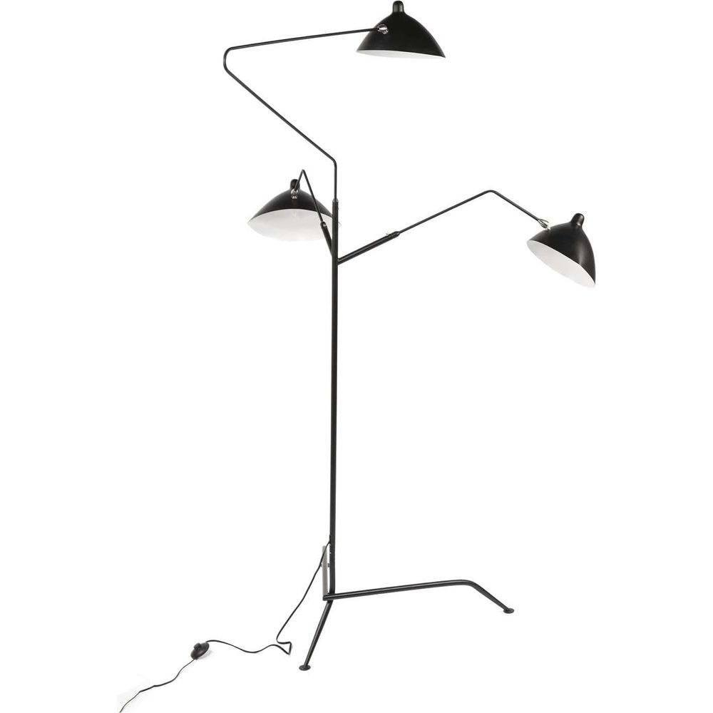 Mid Century Three-Arm MFL-3 Standing Floor Lamp-France & Son-LBF023BLK-Floor Lamps-2-France and Son