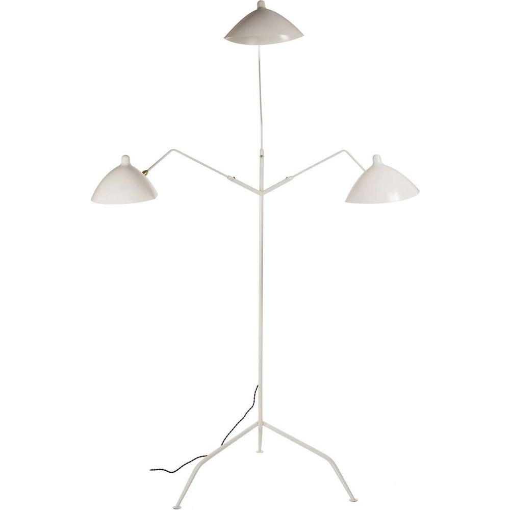Mid Century Three-Arm MFL-3 Floor Lamp - White-France & Son-LBF023WHT-Floor Lamps-3-France and Son