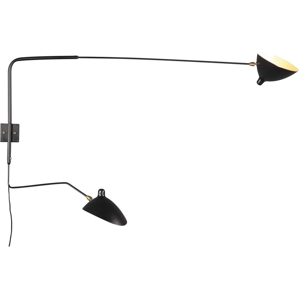 MSC-R2C Rotating Wall Sconce - Two Arm-France & Son-LBW030BLKD-Wall LightingBlack-5-France and Son