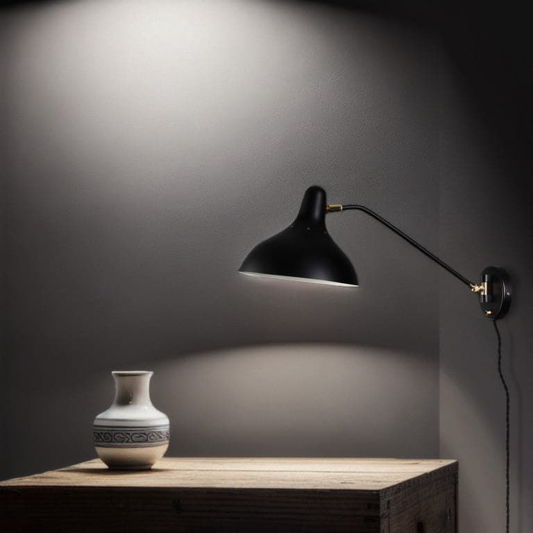 Mid Century Swivel Sconce-France & Son-LBW088BLK-Wall Lighting-2-France and Son