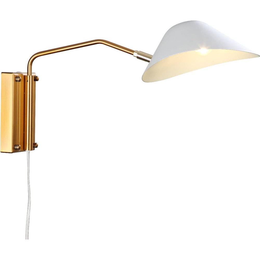Mid Century Chapeau Rotating Wall Sconce-France & Son-LBW094BBRSWHT-Wall LightingWhite / Brass-2-France and Son