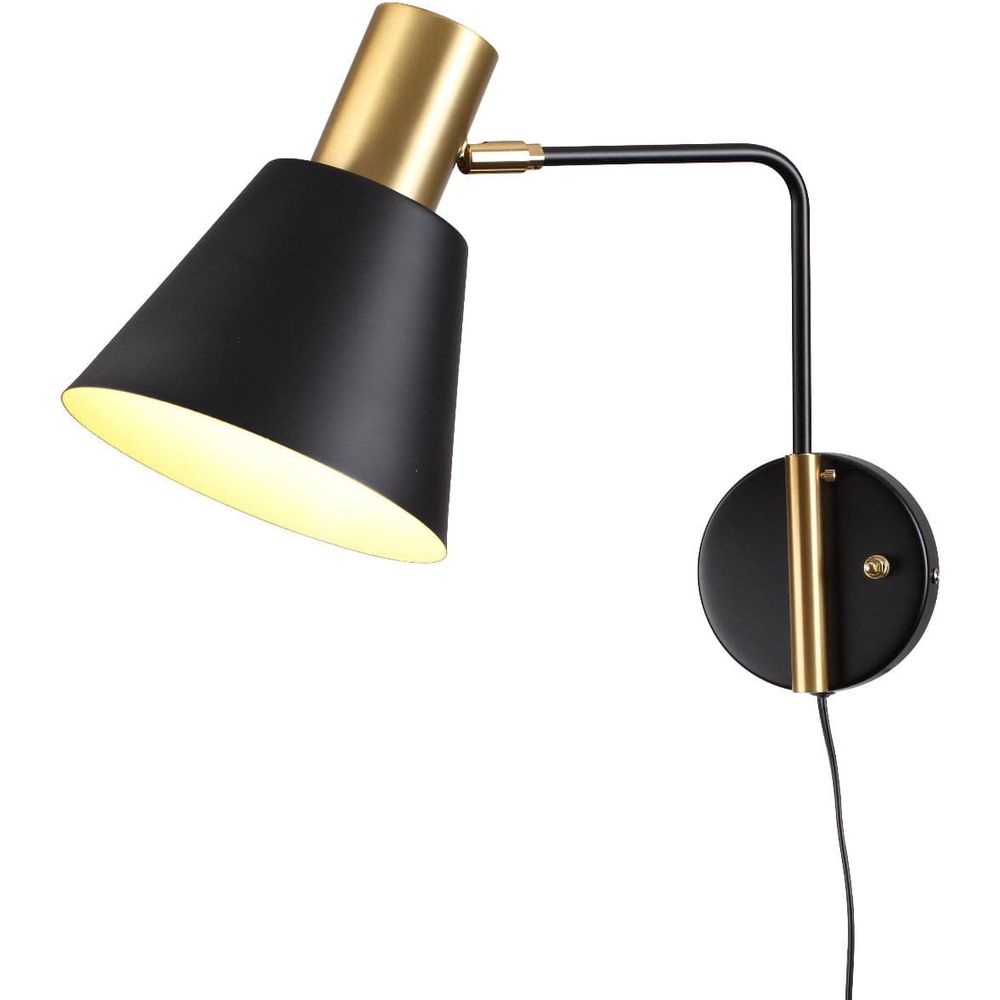 Mid Century Norre Rotating Wall Sconce-France & Son-LBW107BLKBRS-Wall LightingBlack-4-France and Son