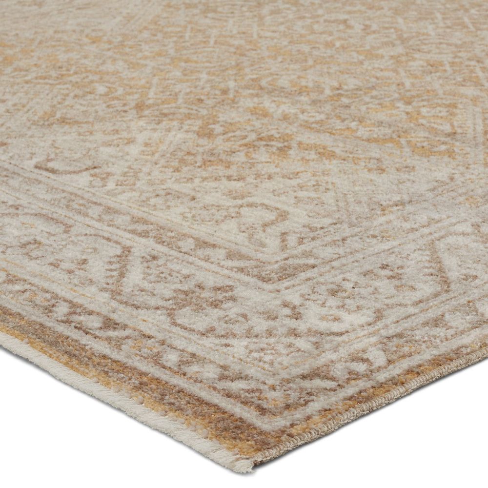 Merine Grafton Medallion Gold/ Light Gray Runner Rug (2'6"X8')