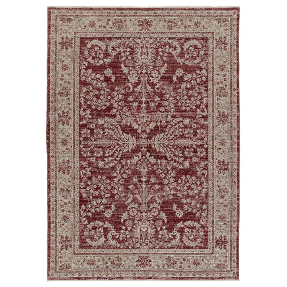 Merine Catherine Floral Red/ Light Gray Runner Rug (2'6"X8')