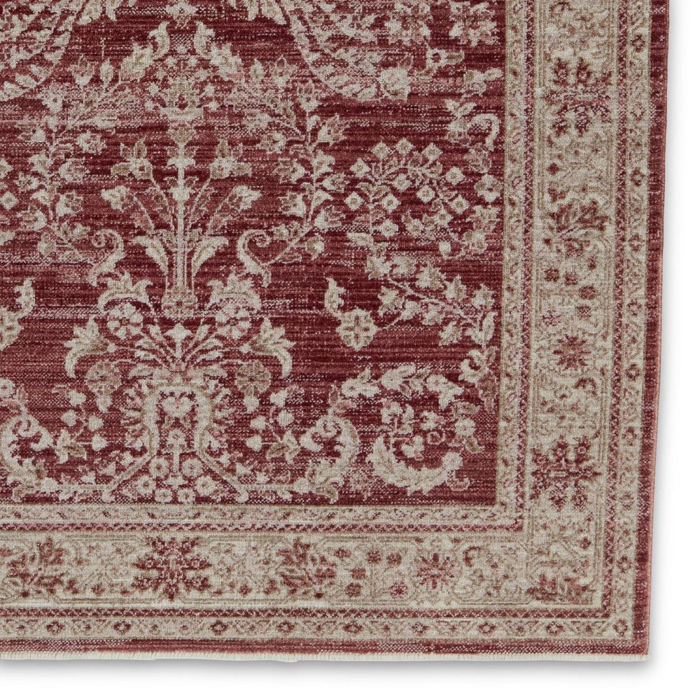 Merine Catherine Floral Red/ Light Gray Runner Rug (2'6"X8')