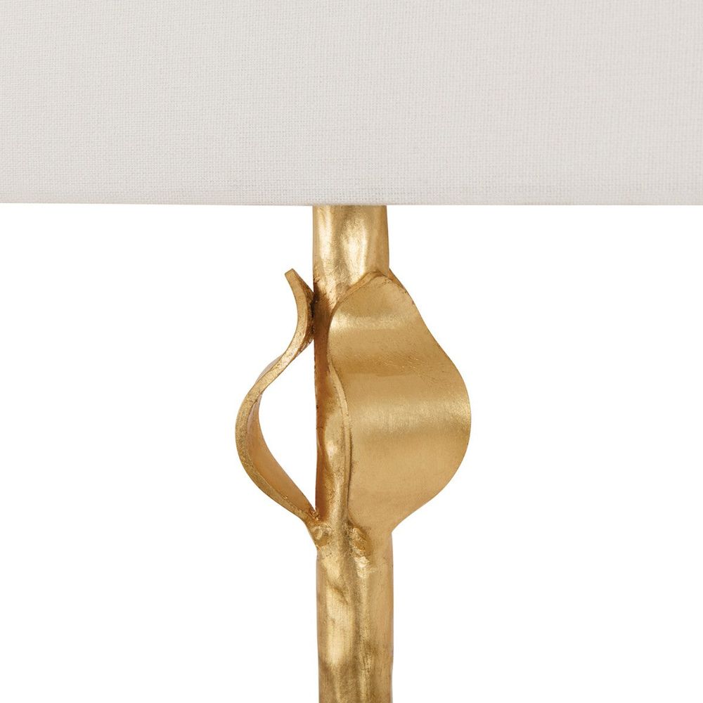 Wall Lighting Linda - Flush Iron Sconce With Leaf Detail In Gold Leaf