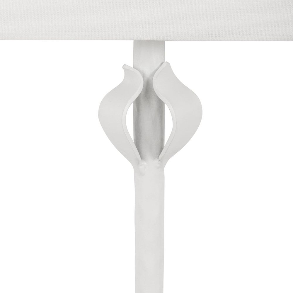 Wall Lighting Linda - Flush Iron Sconce With Leaf Detail In Matte White Powder Coat
