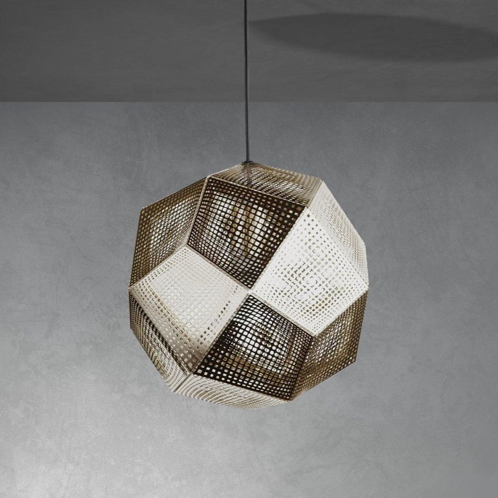 Etch Shade Stainless Steel Pendant - Gold-France & Son-LM310PGOLD-Pendants-1-France and Son