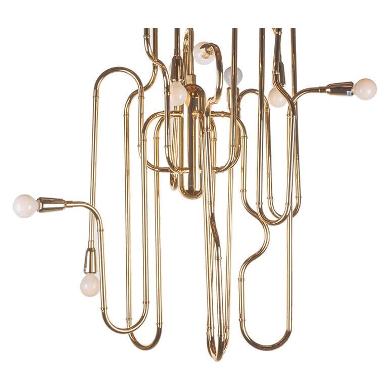 Modern Trombone Chandelier-France & Son-LM35810PGOLD-Chandeliers-5-France and Son