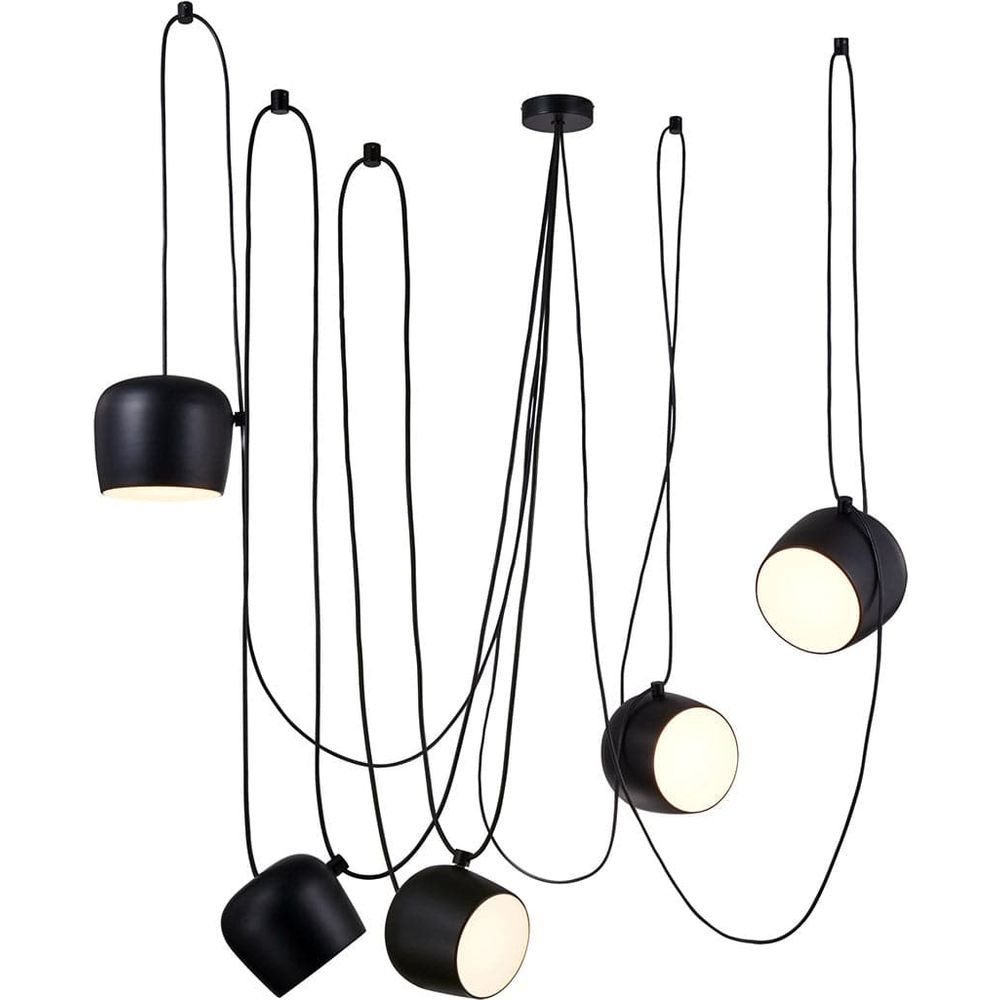 Five Head Focus Suspension Light-France & Son-LM5025PBLK-Chandeliers-1-France and Son