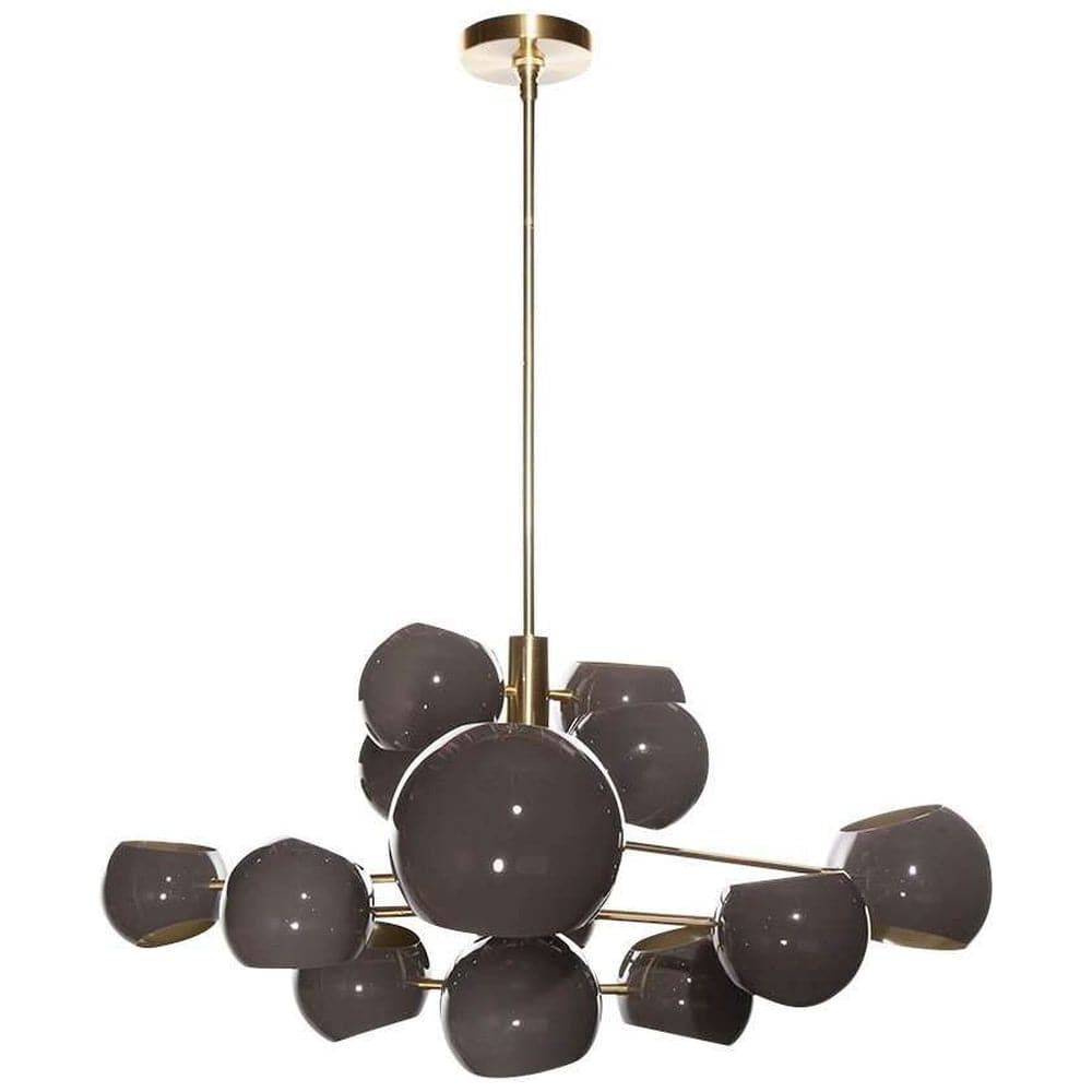 Burst 13 Light Chandelier - Brass and Grey-France & Son-LM6713PGREY-Chandeliers-1-France and Son