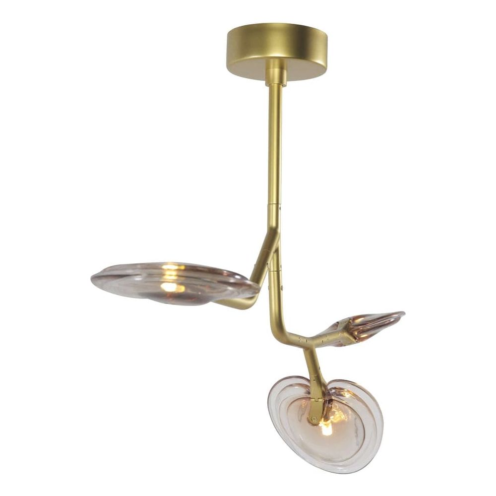 Branching Reniform Art Glass Chandelier - 3 Bulb-France & Son-LM9603PGOLD-Chandeliers-2-France and Son